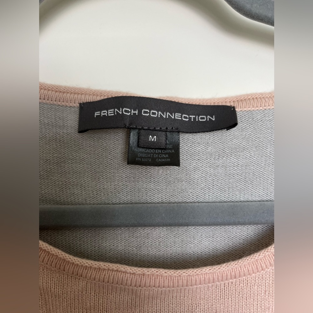 French Connection. Blush and Light Grey, Color Block Sweater. - Picture 6 of 8